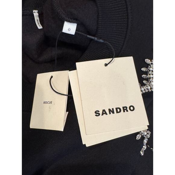NWT Sandro Lova Embellished Cutout Sweatshirt Size 0 - Picture 10 of 13